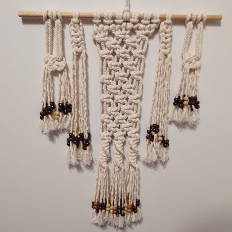 Macrame cotton beaded wall hanging