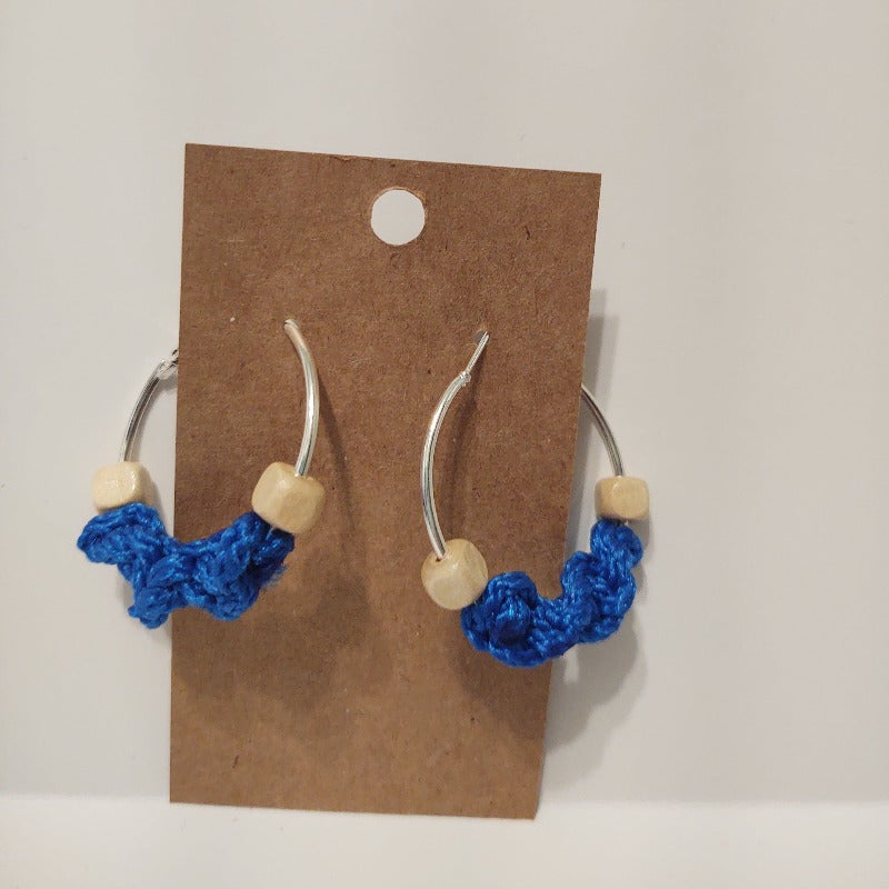 Macrame Hoop Earrings with Square Beads