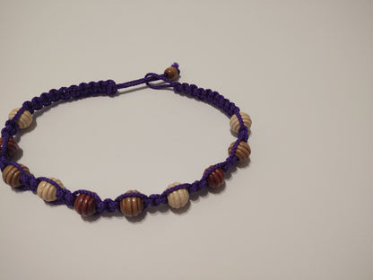 Macrame Choker Necklace - Wooden Beads