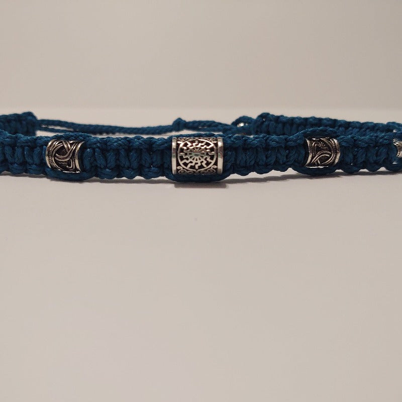 Macrame necklace metal beads
