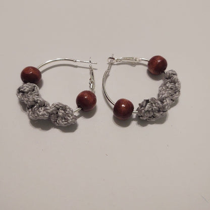 Macrame Hoop Earrings- Round Beads