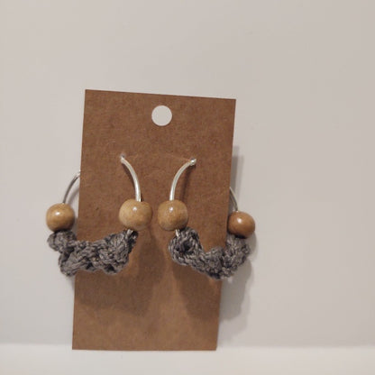 Macrame Hoop Earrings- Round Beads