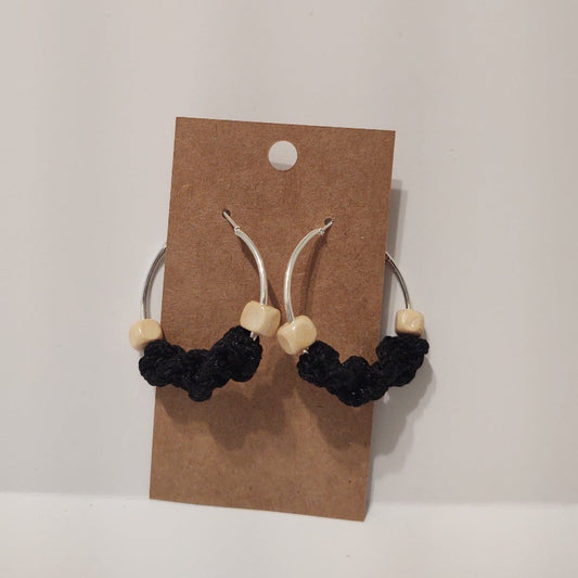 Macrame Hoop Earrings with Square Beads