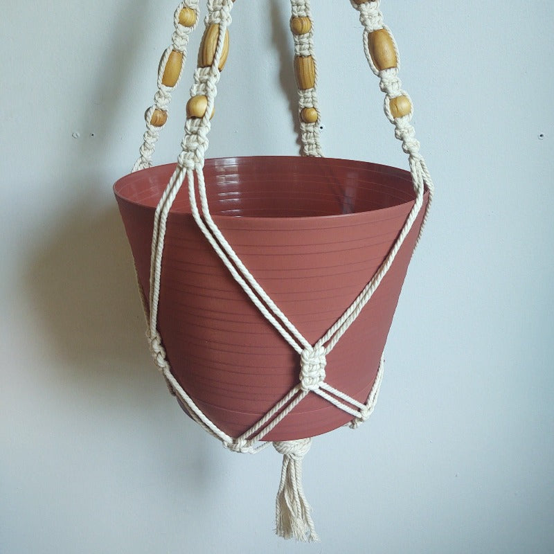 cotton beaded macrame plant hanger