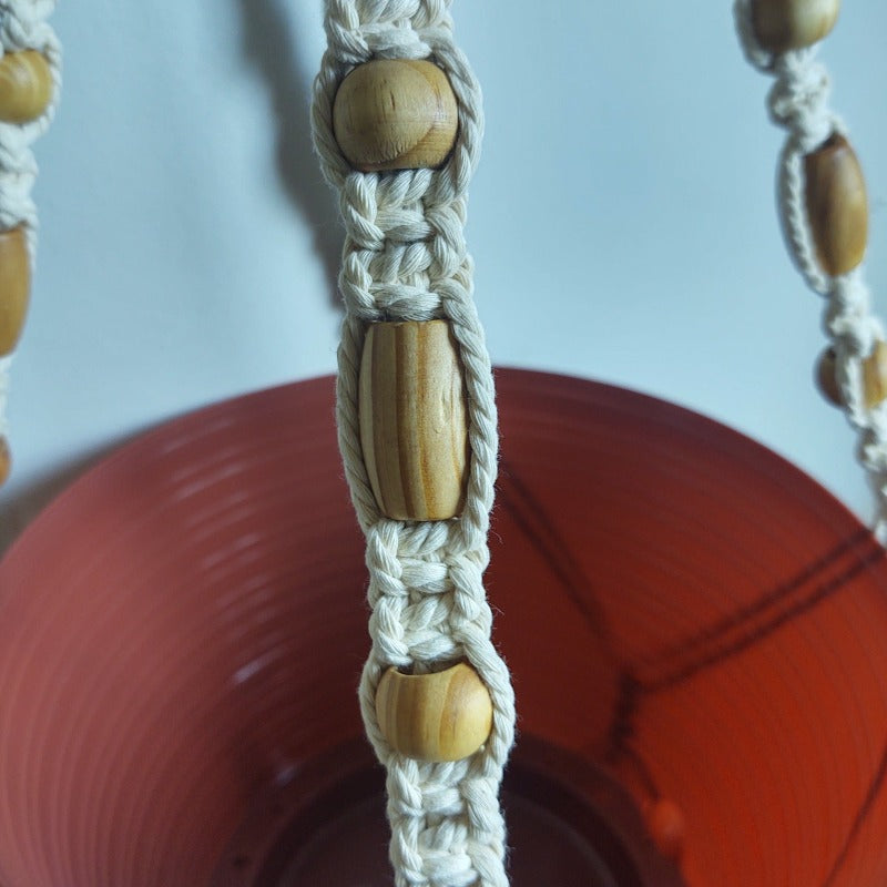 natural cotton beaded macrame plant hanger