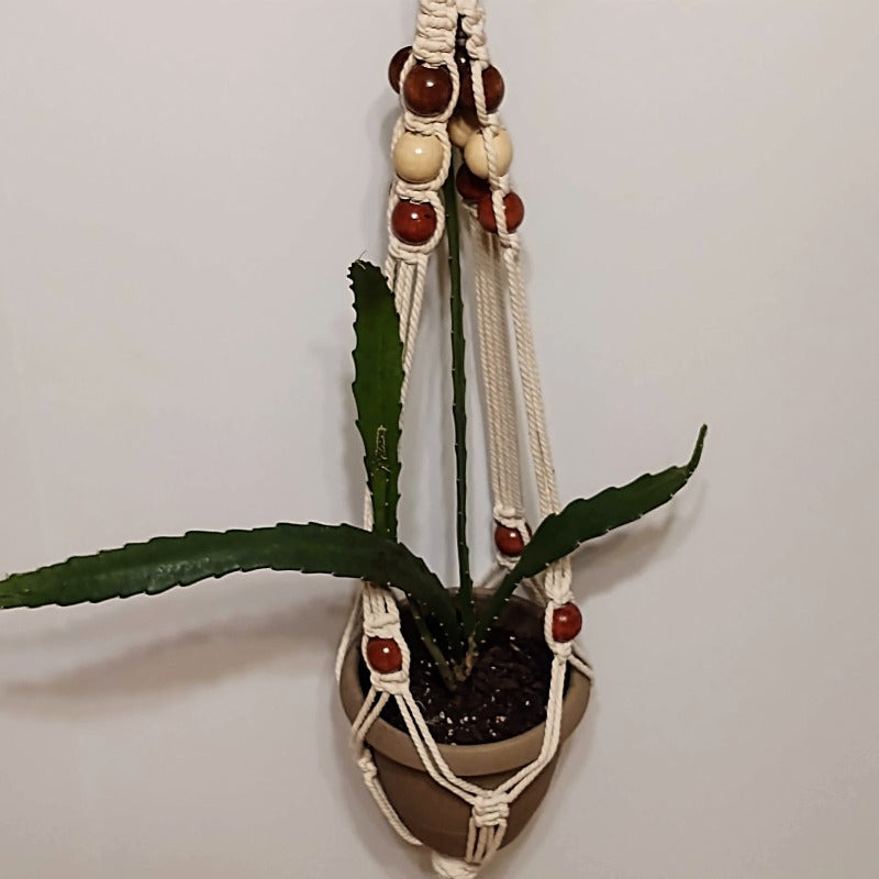 Cotton macramé beaded plant hanger